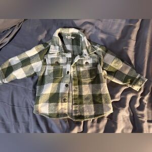 🟥 SOLD 2t Green and White Plaid Shirt